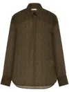 Ferragamo Monogram Silk Shirt In Green