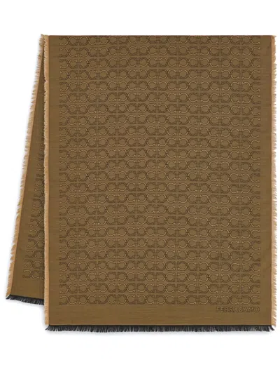 Ferragamo Silk And Cashmere Stole In Gold