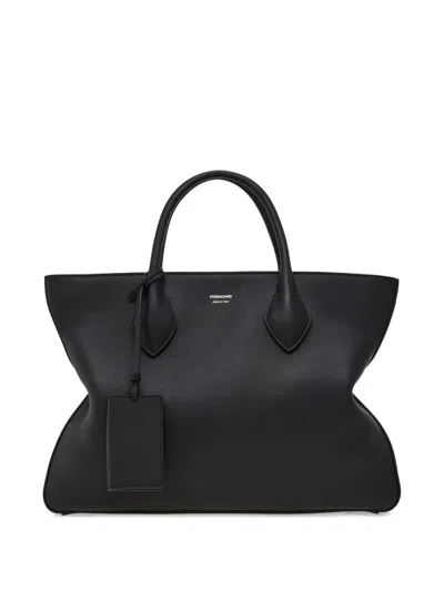 Ferragamo Monogram Structured Leather Tote Bag