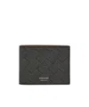 Ferragamo Rectangular Wallet With Textured Monogram And Centered Logo In Black