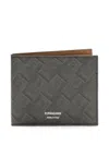 Ferragamo Leather Bifold Wallet With Gancini Pattern In Gray