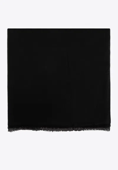 Ferragamo Monogram Wool-blend Scarf In Black