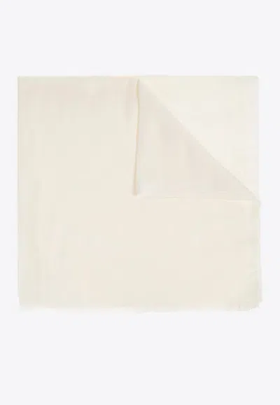 Ferragamo Monogram Wool-blend Scarf In White