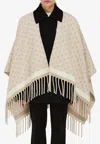 Ferragamo Monogram Wool Cape In Beige