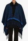 Ferragamo Wool Monogram Cape In Navy