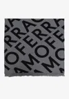 Ferragamo Monogram Wool Scarf In Gray