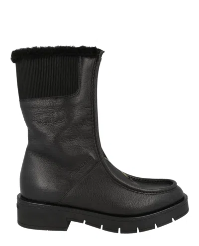 Ferragamo Montse Fur Ankle Boots In Black