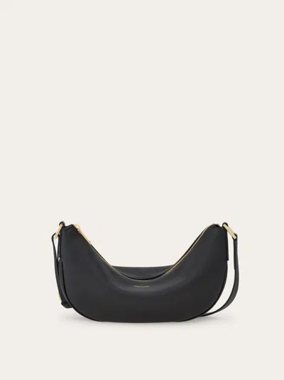 Ferragamo Mosq Half Moon Bag. Black Gancini