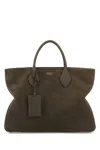 FERRAGAMO MUD LEATHER HANDBAG
