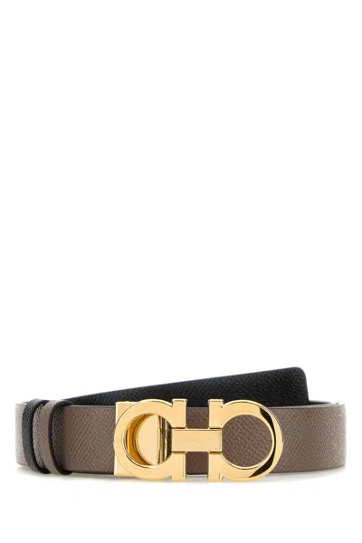 Ferragamo Mud Leather Reversible Belt In Brown