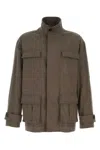 Ferragamo Mud Stretch Cotton Jacket In Gray
