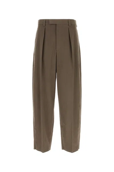 FERRAGAMO PANTALONE DALLA GAMBA AMPIA IN COTONE STRETCH FANGO UOMO