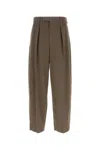 Ferragamo Brown Cotton Pants In Concrete