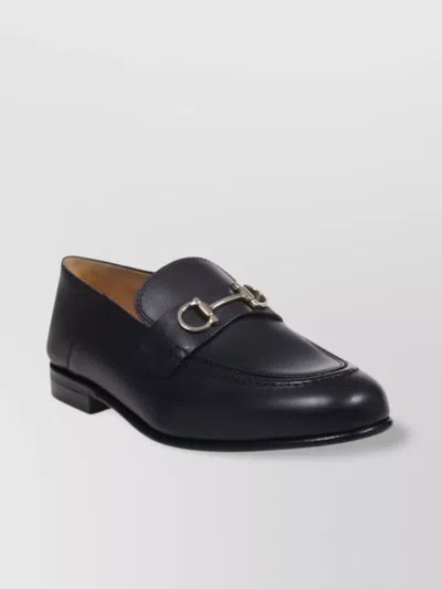 Ferragamo Mule Corsaro With Metallic Hardware And Round Toe In Black