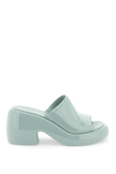 Ferragamo Mules With Chunky Sole In Green