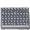 Ferragamo Multi Patterned Fringed Wool Scarf In Gray