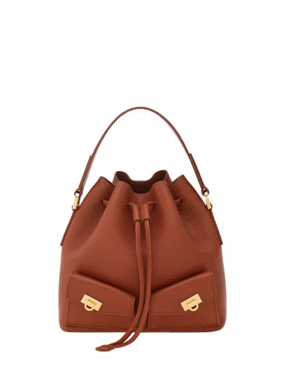Ferragamo Multi Pocket Bucket Bag In Brown