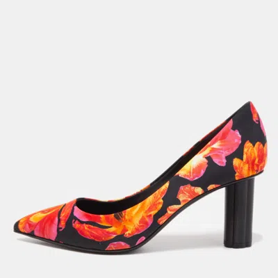 Pre-owned Ferragamo Multicolor Floral Canvas Badia Pumps Size 39.5