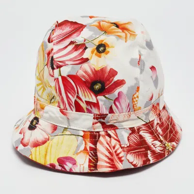 Pre-owned Ferragamo Multicolor Floral Print Cotton Bucket Hat Size 58