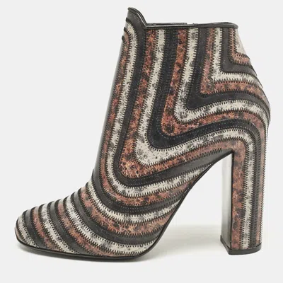 Pre-owned Ferragamo Multicolor Leather Ankle Length Boots Size 40.5