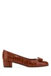 Ferragamo Vara 30mm Leather Pumps In Cognaccognaccognac