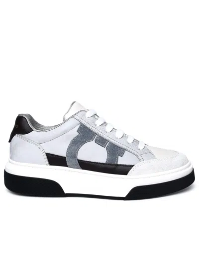 Ferragamo Multicolor Nappa Leather Sneakers In Grey