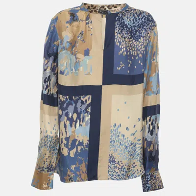 Pre-owned Ferragamo Multicolor Printed Silk Long Sleeve Shirt L
