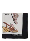 Ferragamo Multicolor Scarf With All-over Print And Logo Lettering In Silk Woman In Multi