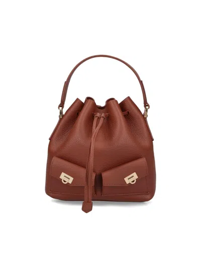 Ferragamo "multipocket" Bucket Bag In Brown