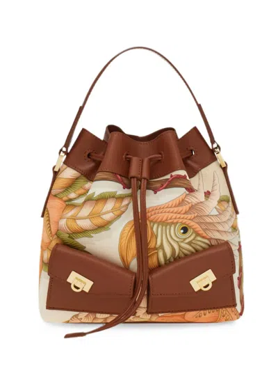 Ferragamo Multipocket Bucket Bag In Brown