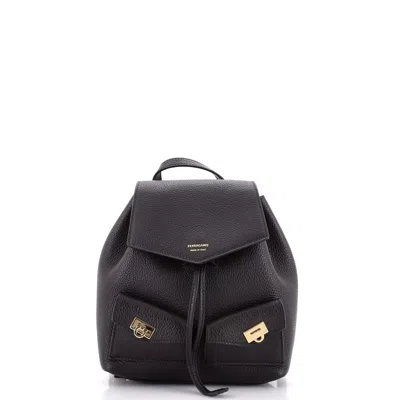 FERRAGAMO MULTIPOCKET DRAWSTRING BACKPACK LEATHER MINI