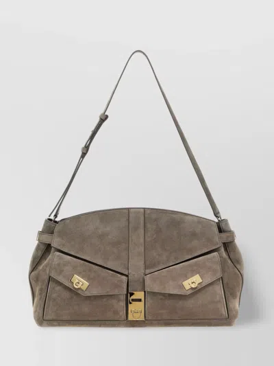 Ferragamo 'multipocket (l)' Crossbody Bag With Suede Finish