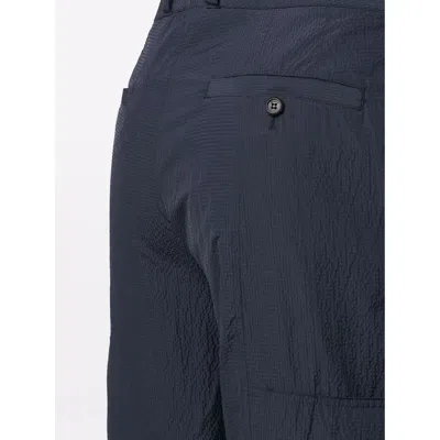 Ferragamo Multi-pocket Seersucker Trousers In Blue