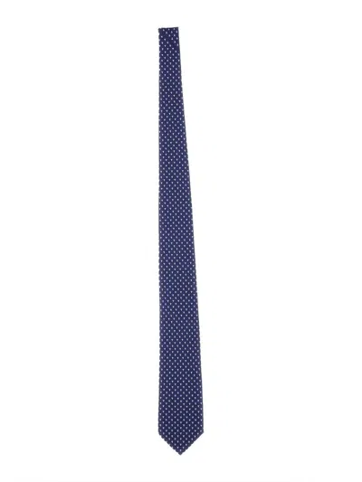 Ferragamo Mushroom Printed Tie In Navy