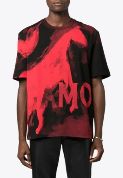 Ferragamo Mustang Print T-shirt In Black