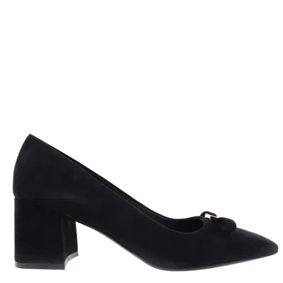 Ferragamo Myra Bow Block Heel Pumps, Size 7 C In Black