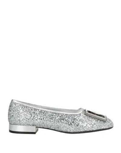 Ferragamo Myrna 15 T Woman Ballet Flats Silver Size 7 Lambskin