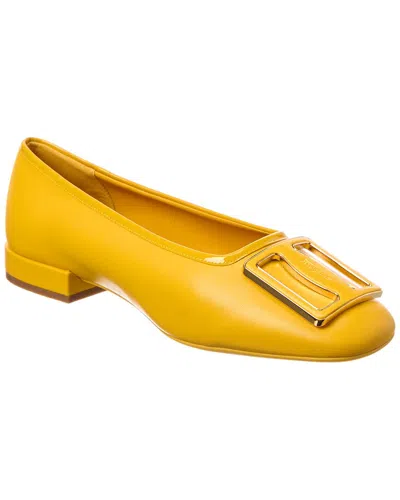 Ferragamo Myrna Leather Ballerina Flat In Yellow