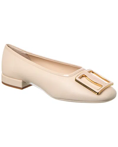 Ferragamo Myrna Leather Ballerina Flat In White
