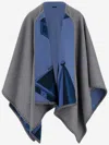 Ferragamo Nadir Print Reversible Cape In Cahsmere Blend In Red