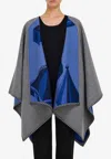 Ferragamo Nadir Print Reversible Cape In Cahsmere Blend In Gray