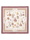 Ferragamo Geometrical Renaissance Print Silk Scarf In Neutrals