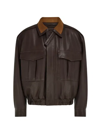 Ferragamo Blouson Aus Nappaleder In Braun