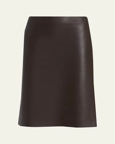 Ferragamo Nappa Leather Pencil Skirt In Brown