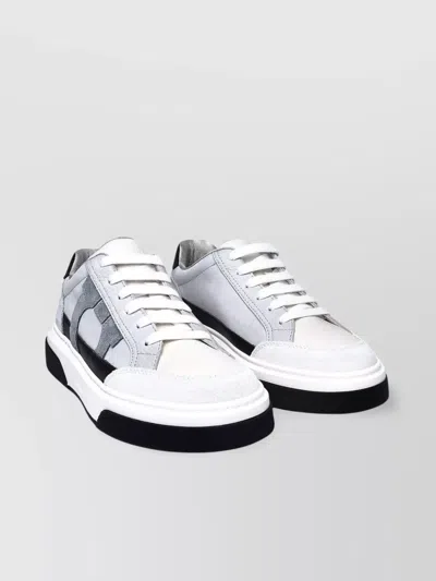Ferragamo Nappa Leather Sneakers Contrast Sole In White