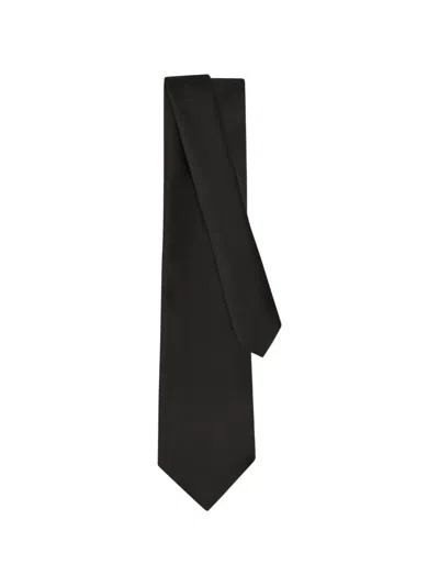 Ferragamo Nappa Leather Tie In Black