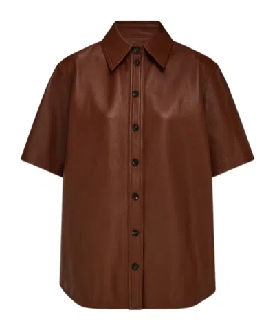 Ferragamo Nappa Shirt In Brown