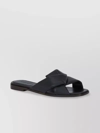 FERRAGAMO NAPPA SLIPPERS WITH OPEN TOE AND ORIGAMI EFFECT