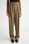 Ferragamo Taupe Inverted Pleats Trousers In Brown