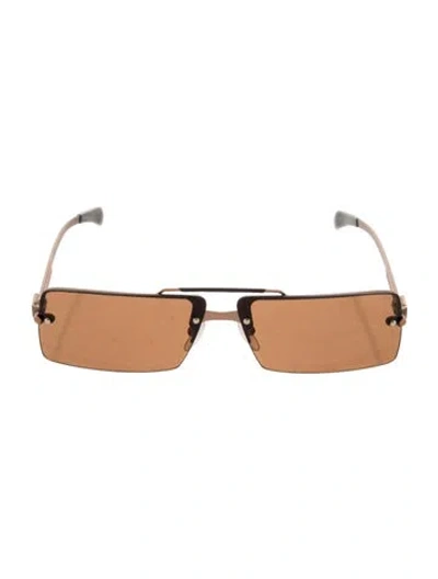 Pre-owned Ferragamo Narrow Tinted Sunglasses In Brown